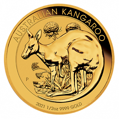 Золотая инвестиционная монета Наггет Кенгуру 1/2 унции (Nugget Kangaroo)